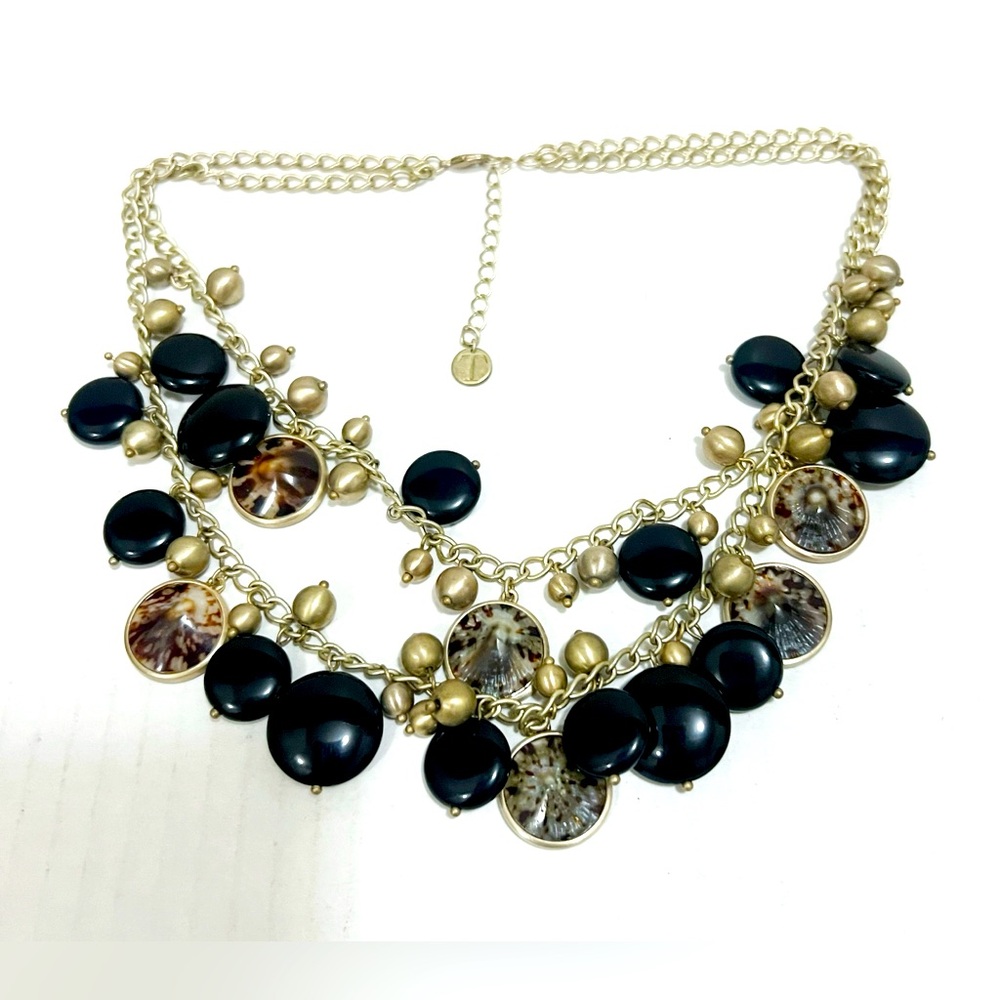 Talbots Gold Black Statement Elegant Necklace - image 1